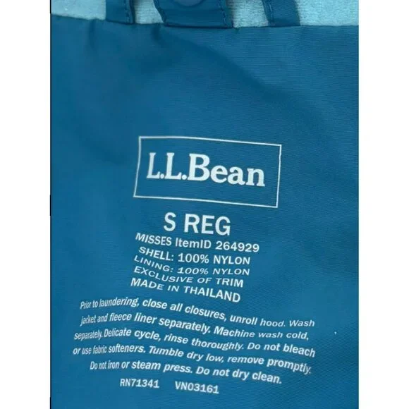 L.L. Bean Jacket S Reg Waterproof Hooded Rain Teal Blue Hiking Travel Gorpcore - Picture 4 of 15